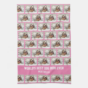 Personalized BEST DOG MOM EVER Photo Kitchen Towel