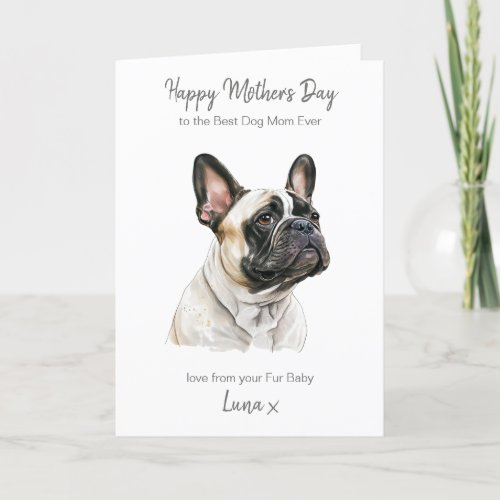 Personalized Best Dog Mom French Bulldog Modern Holiday Card