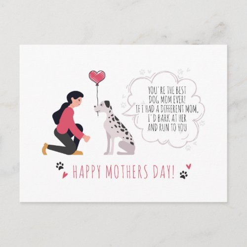 Personalized Best Dog Mom Mothers Day Holiday Postcard