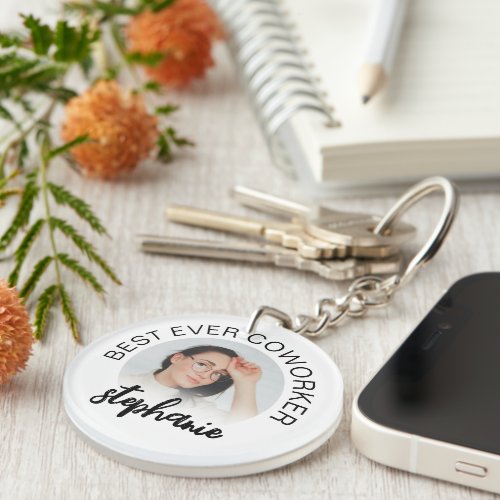 Personalized Best Ever Coworker  Photo Keychain