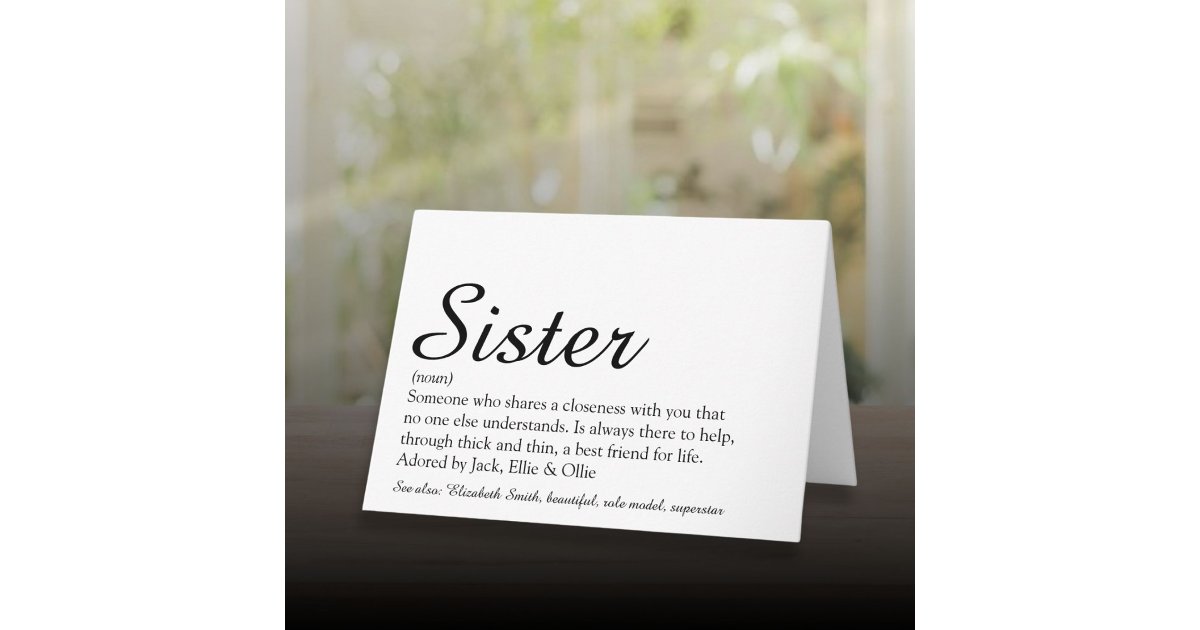 Personalized Best Ever Sister Definition Script Card | Zazzle