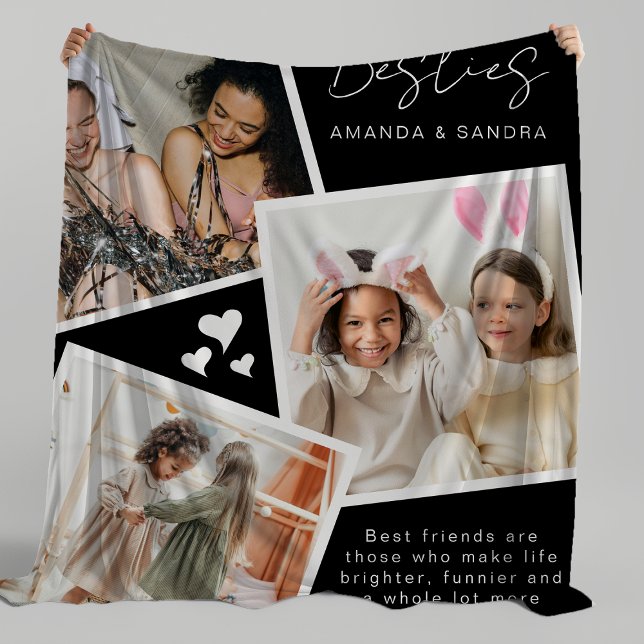 Personalized Best Friend 3 Photo Fleece Blanket (Creator Uploaded)