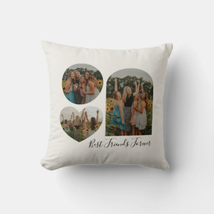 Personalized Best Friend BFF Photo Collage Cream Throw Pillow