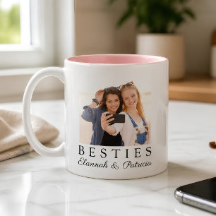 Personalized Best Friend BFF Photo Custom Pink Two-Tone Coffee Mug