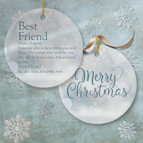 Personalized Best Friend Definition Christmas Ceramic Ornament