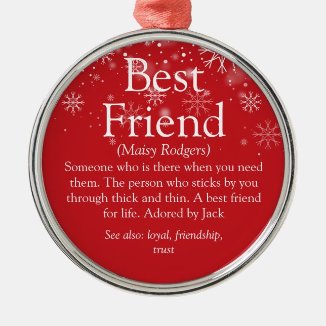 Personalized Best Friend Definition Christmas Metal Ornament (Front)