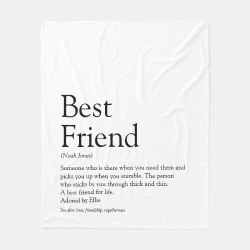 Personalized Best Friend Definition Modern Fun Fleece Blanket