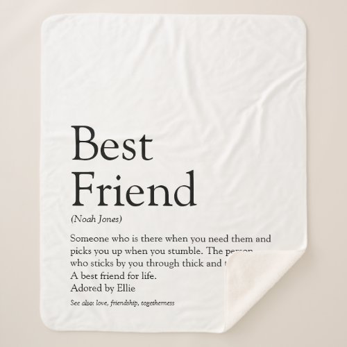 Personalized Best Friend Definition Sherpa Blanket