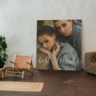 Personalized Best Friend Forever Photo Script Tex Faux Canvas Print