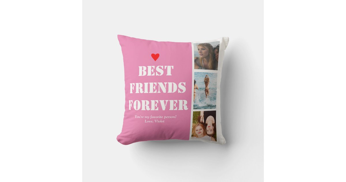 Personalized Best Friend Gift Pink Photo Template Throw Pillow Zazzle
