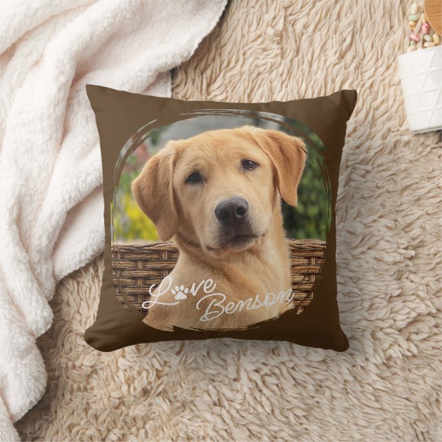 Personalized Best Friend Photo Love Paw Print Throw Pillow (Blanket)