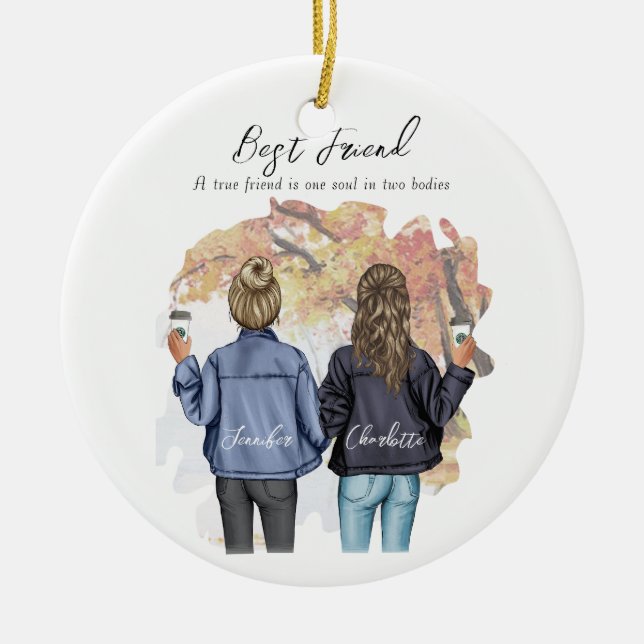 Personalized Best Friend portrait - Autumn Plaque Ceramic Ornament (Front)