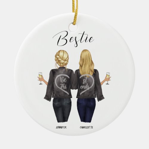 Personalized Best Friend Portrait Ceramic Ornament