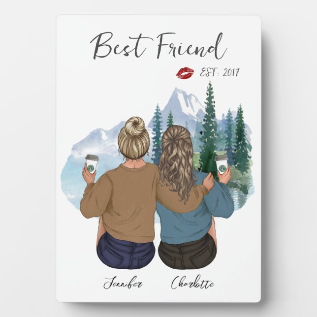 Personalized Best Friend portrait - Custom Bff Plaque (Front)