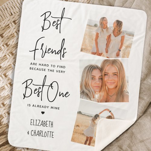 Personalized Best Friends 3 Photo Friendship Sherpa Blanket