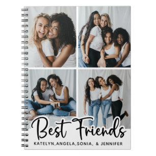 Personalized Best Friends 4 Photo Collage Notebook