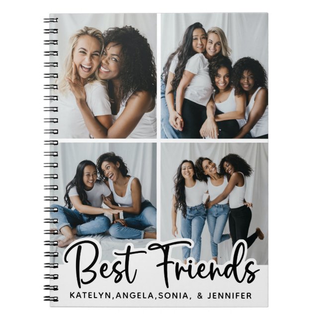 Personalized Best Friends 4 Photo Collage Notebook (Front)