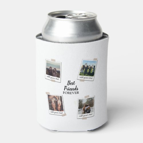 Personalized Best Friends 4 Photo Custom Collage Can Cooler