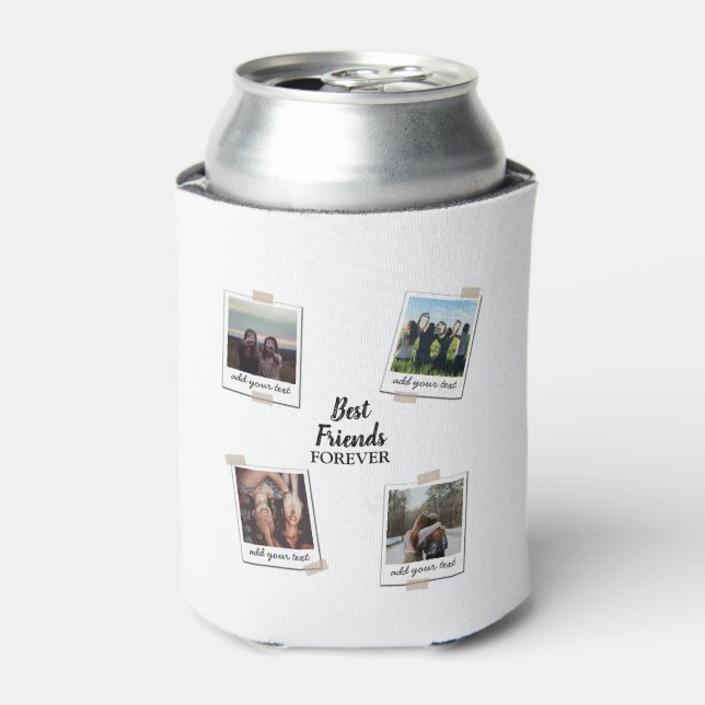 Personalized Best Friends 4 Photo Custom Collage Can Cooler (Can Front)