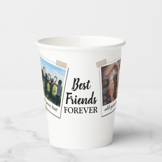Personalized Best Friends 4 Photo Custom Collage Paper Cups (Left)