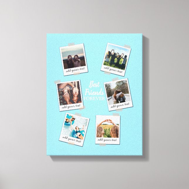 Personalized Best Friends 6 Photo Custom Collage Canvas Print (Front)