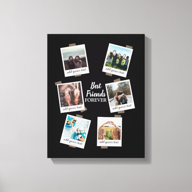 Personalized Best Friends 6 Photo Custom Collage Canvas Print (Front)