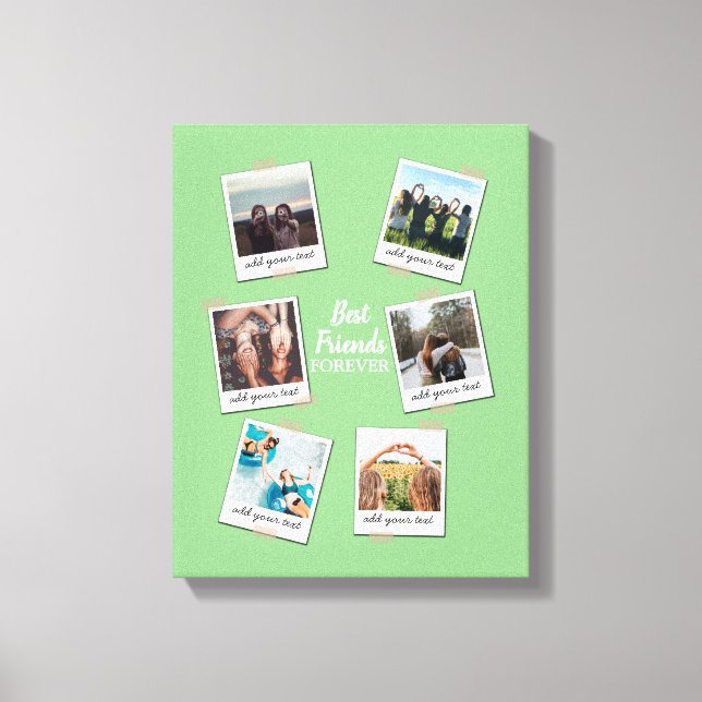 Personalized Best Friends 6 Photo Custom Collage Canvas Print (Front)
