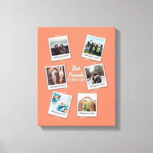 Personalized Best Friends 6 Photo Custom Collage Canvas Print