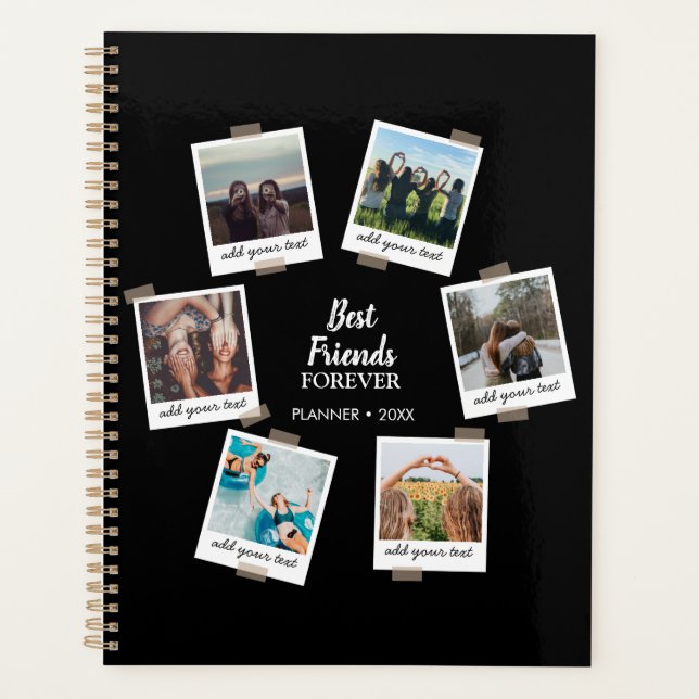 Personalized Best Friends 6 Photo Custom Collage Planner (Front)