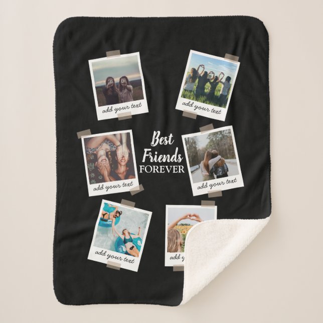 Personalized Best Friends 6 Photo Custom Collage Sherpa Blanket (Front)