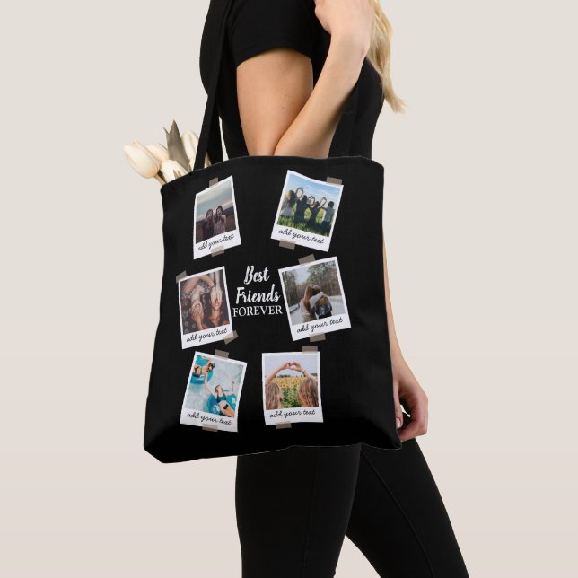 Personalized Best Friends 6 Photo Custom Collage Tote Bag (Close Up)