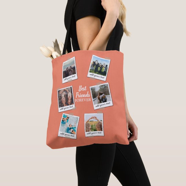 Personalized Best Friends 6 Photo Custom Collage Tote Bag (Close Up)