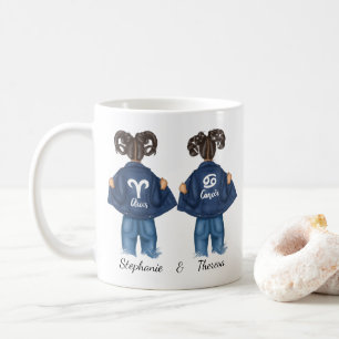 Personalized Best Friends Aries Cancer Girl Jean Coffee Mug