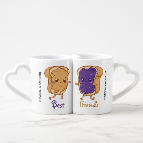 Personalized Best Friends BFF Peanut Butter Jelly Coffee Mug Set