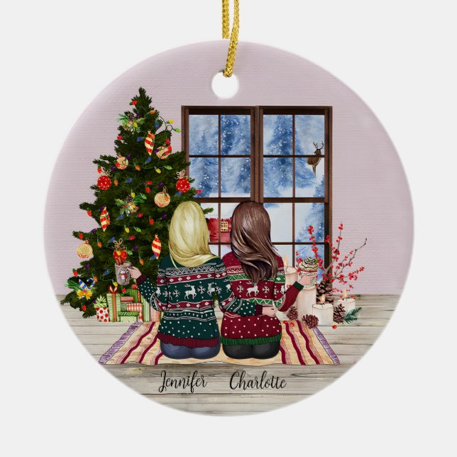 Personalized Best Friends Christmas Ornament (Front)