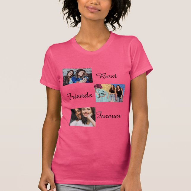 Personalized Best Friends Forever 3 Photo Collage T-Shirt (Front)
