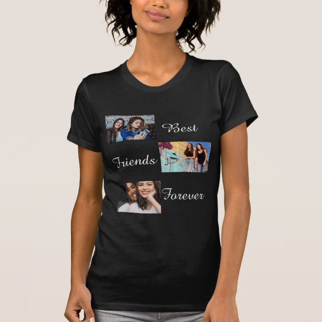 Personalized Best Friends Forever 3 Photo Collage T-Shirt (Front)