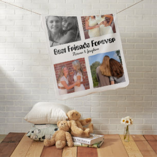 Personalized Best friends forever 4 photo collage Baby Blanket