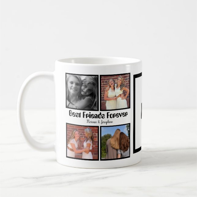 Personalized Best friends forever 4 photo collage Coffee Mug (Left)