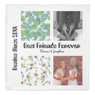 Personalized Best friends forever 4 photo collage Duvet Cover