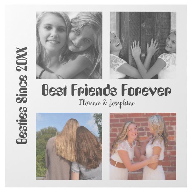 Personalized Best friends forever 4 photo collage Gallery Wrap (Front)