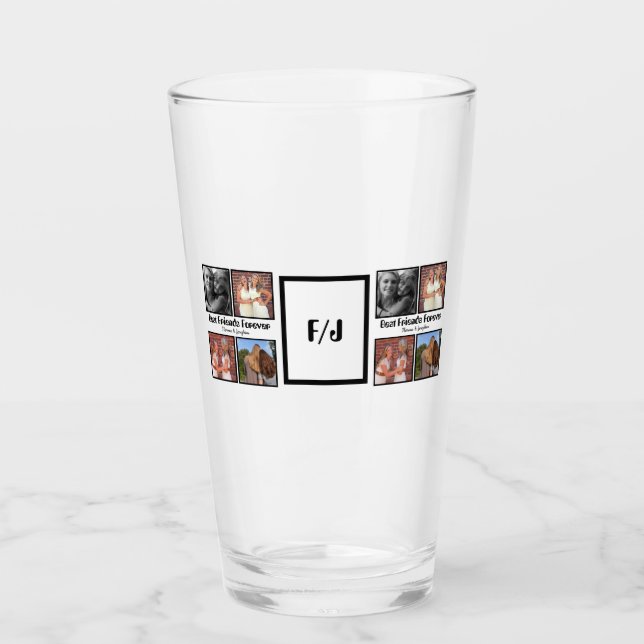 Personalized Best friends forever 4 photo collage Glass (Front)