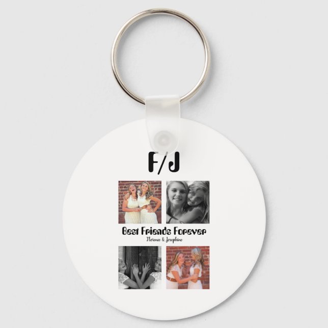 Personalized Best friends forever 4 photo collage Keychain (Front)