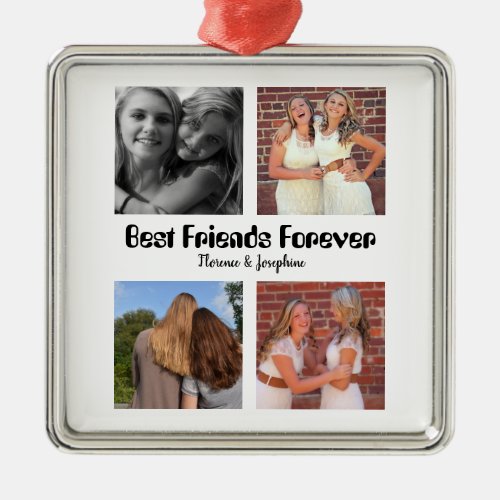 Personalized Best friends forever 4 photo collage Metal Ornament