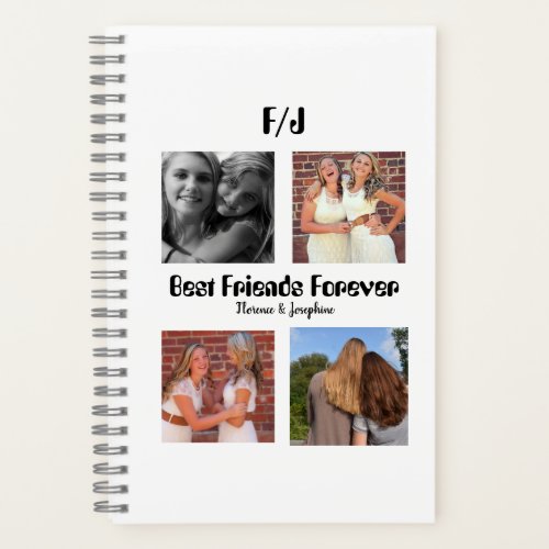 Personalized Best friends forever 4 photo collage Notebook
