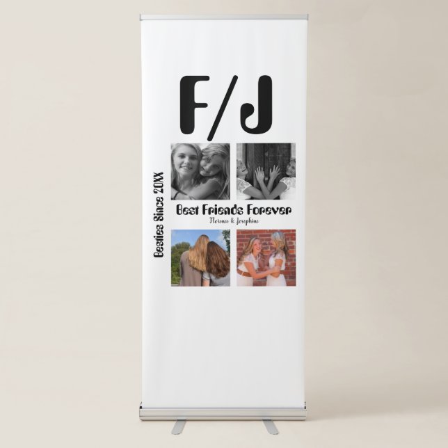 Personalized Best friends forever 4 photo collage Retractable Banner (Front)