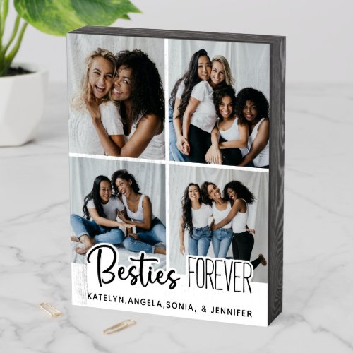 Personalized Best Friends Forever 4 Photo Collage Wooden Box Sign