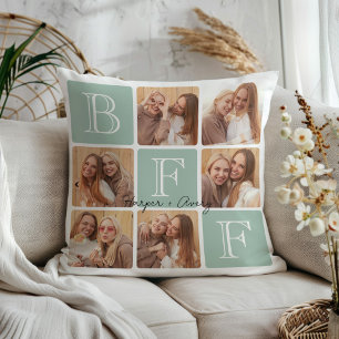 Personalized Best Friends Forever 6 Photo Collage Throw Pillow