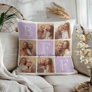 Personalized Best Friends Forever 6 Photo Collage Throw Pillow