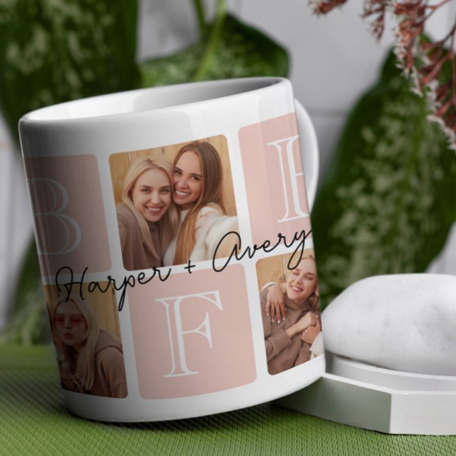 Personalized Best Friends Forever 7 Photo Collage Coffee Mug (Creator Uploaded)